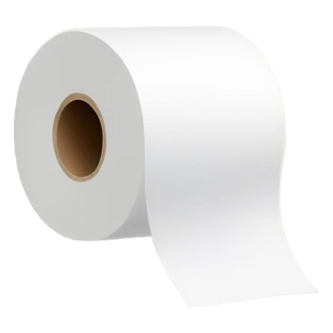 a toilet paper roll put vertical on a toilet roll placement sticker