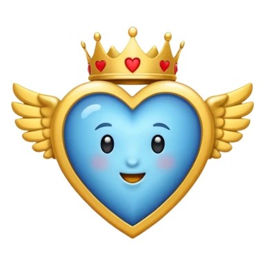 Un emoji de corazón azul con alas y una corona sticker