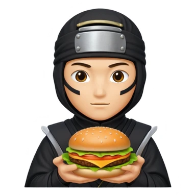 ninja with hambuger and shuriken sticker