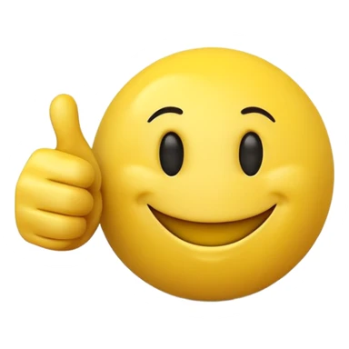 funny yellow smiley 3d face with thumbs up, uncanny sticker