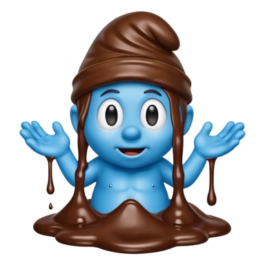 A blue Smurf covered in chocolate sticker