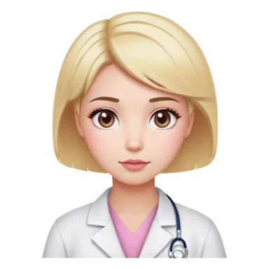 blonde girl with short hair, white skin, pink blush, she will be a veterinarian and brown eyes sticker