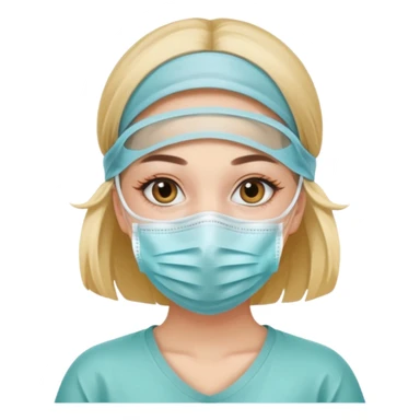 a beautiful girl wearing surgical mask sticker