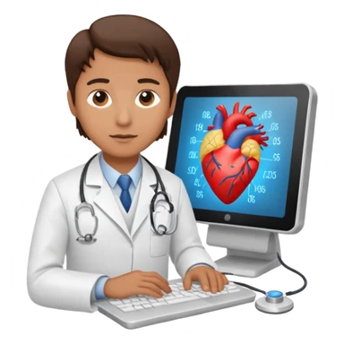 Doctor using my computer to report vital signs sticker