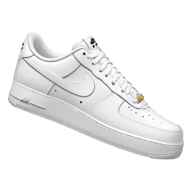 White Nike Air Force 1 sneaker with clean design and Nike swoosh from another angle sticker