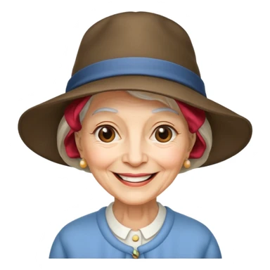 eldery woman with hat sticker