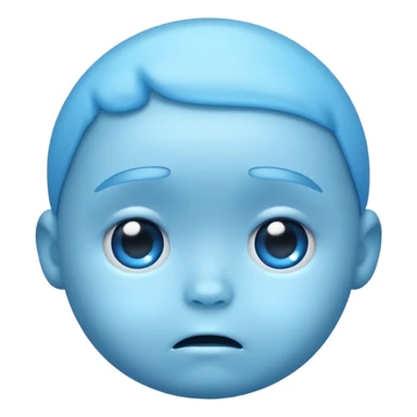 a baby blue sad face emoji with a glowing baby blue gradient behind it  sticker