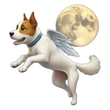 Dog flying to the moon sticker