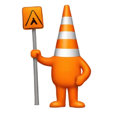 a orange guy with a traffic cone on his head sticker