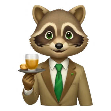 waiter racoon green tie sticker