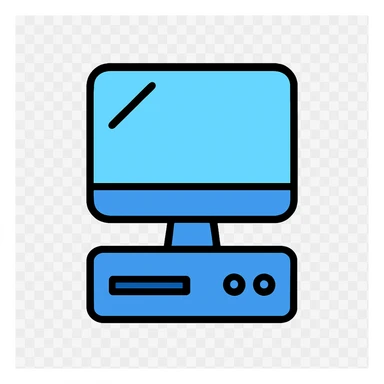 minimalist line-art computer icon, light and deep blue colors, white background, simple modern professional, no shading or gradients, 1:1 aspect ratio, icon style, matching AlefStudio style sticker