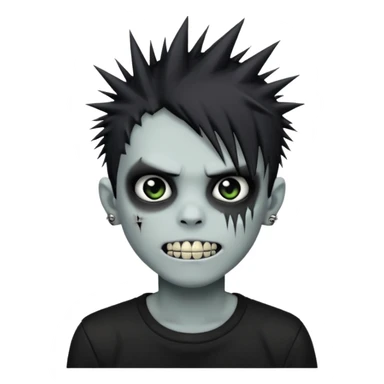 emo zombie boy with spiky black emo hair and a black shirt and grilzz  sticker