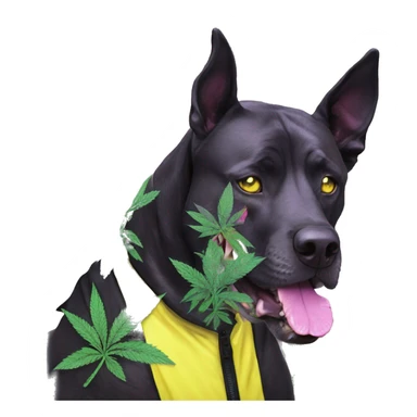 420 .Zombie_ Vaporwave black holographic oilslick zombie unicorn dog smoking yellow caution tape hemp leaves Pegasus hemp plants sticker