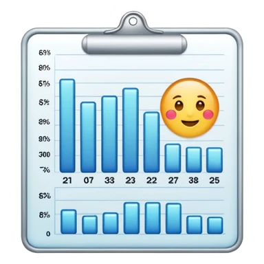 ios style emoji for report sheet consisting graph/ charts with sparkle around the report , no numbers sticker