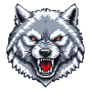 angry wolf with sharp teeth and fluffy fur sticker