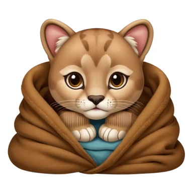 Cozy puma cougar cub in blanket sticker