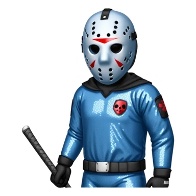 Jason Voorhees with blue grey sequin outfit  sticker