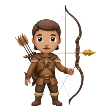 The classic hunter image with a bow and arrow on his back, dressed in brown with some animal made decorations sticker
