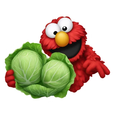 Elmo with cabbage emoji sticker