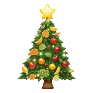 Christmas tree with healthy food on it and lights sticker