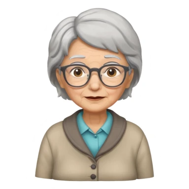 grandmother with glasses and gray hair, grizzle full body sticker