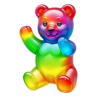 A neon rainbow gummy bear sticker