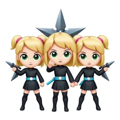 Powerpuff girls holding ninja stars  sticker