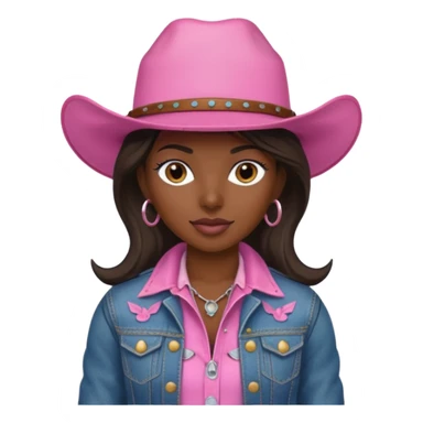 dark skin cowgirl with pink hat sticker