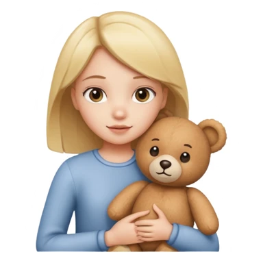 A girl with fair color and teddy bear in her hand sticker