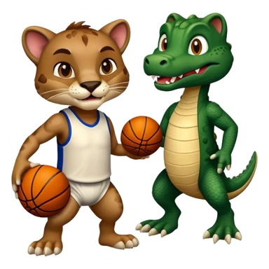 Cougar and gator playing basketball sticker