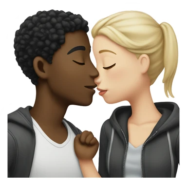 a black boy kiss a white girl with black hair sticker
