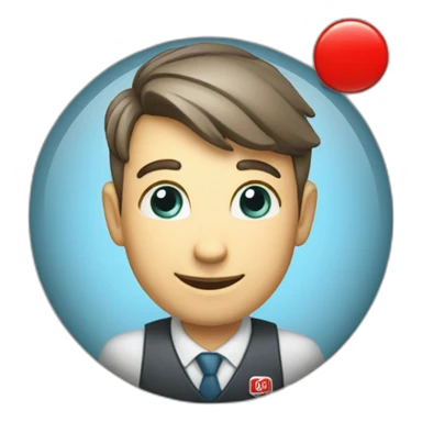 Employee of the real estate agency "Floors" with a red badge sticker