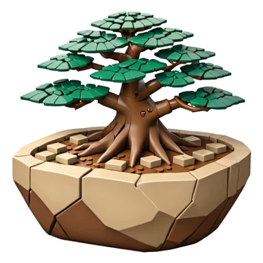 Stone Age rocks cracked and broken forming a very shallow bonsai pot Lego sans tree  sticker