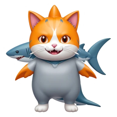 cat wearing shark costume  sticker