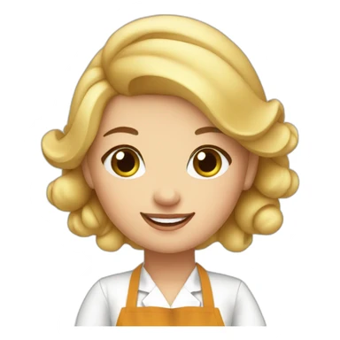 Blond girl in apron making croissants sticker