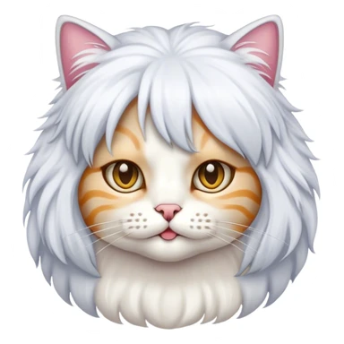 A cat wearing a wig sticker