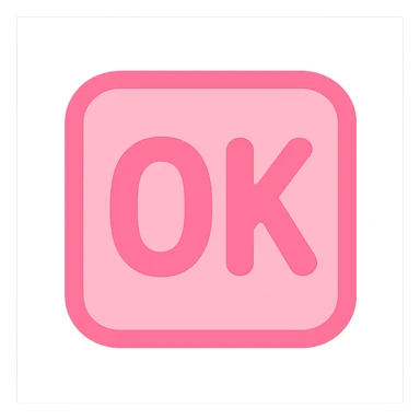 pink square with rounded 'OK' text sticker