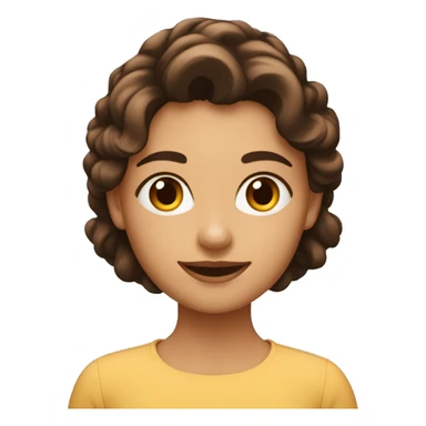 una chica de pelo marron oscuro ondulado joven sticker