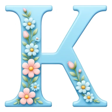 Light-blue flowery romantic alphabet letter sticker