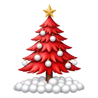 red Christmas tree with white star and white Christmas balls sticker