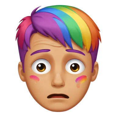 man crying with colored lgbt hair sticker