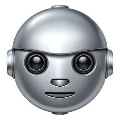 polished minimalistic perfectly round steel robot face, simple clean design sticker
