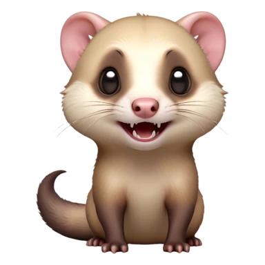 Cinematic Comical Ferret Portrait Emoji, Head tilted dramatically with an exaggeratedly shocked expression, featuring a slender, wiggly body and a distinct ferret head with a pointed snout and small ears, with wide, hilariously expressive eyes full of humorous disbelief, Simplified yet hilariously expressive features, highly detailed, glowing with a slightly sassy natural glow, high shine, dramatic yet playful, stylized with an air of quirky charm, soft glowing outline, capturing the essence of a meme-worthy ferret that looks ready to scamper into viral fame! sticker