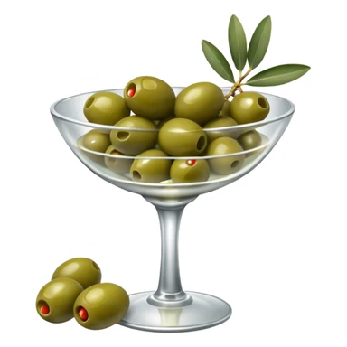 Silver cocktail dish filled with green olives  sticker