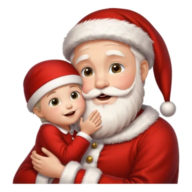 Santa Claus kissing kid sticker