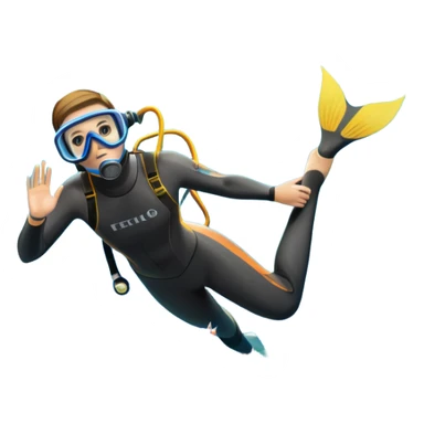 An icon featuring a close-up of a freediving mask and snorkel, with a breath-holding diver's fins, set against a vibrant underwater world. The design includes coral reefs, fish, and bubbles, symbolizing the serene beauty and thrill of freediving. Transparent background highlights the calm sticker