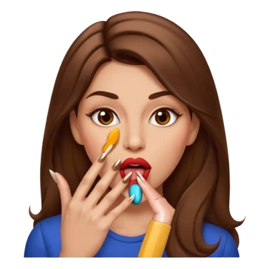 Big lips long nails bestie circle head biting her 1 nail sticker