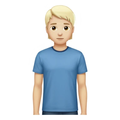 Create a person who is standing still, doing nothing, with blond hair, in the iOS 18 style. sticker