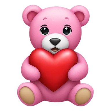 Pink teddy bear holding a red heart  sticker