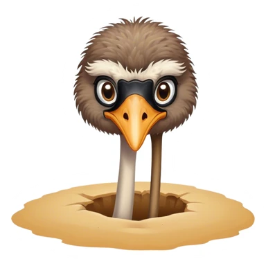 An ostrich with their head in a hole in the sand. sticker